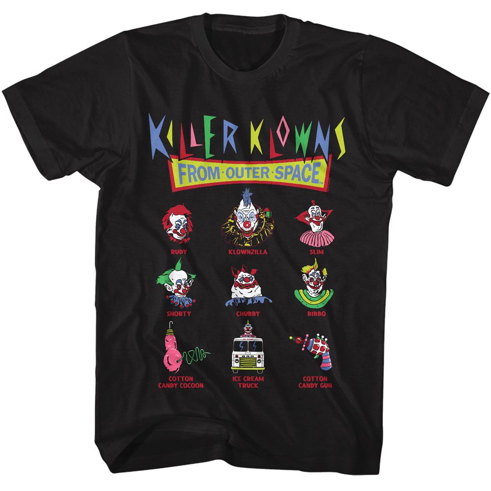 Black Killer Klowns from Outer Space t-shirt featuring a Killer Klowns and Stuff design