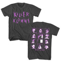 Smoke Gray Killer Klowns from Outer Space t-shirt featuring a Horrific Harlequins design