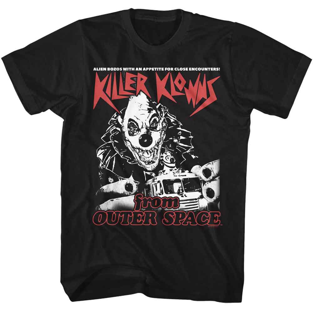 Black Killer Klowns from Outer Space t-shirt featuring a Klownzilla Poster design