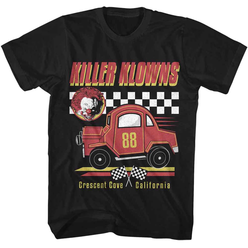 Black Killer Klowns from Outer Space t-shirt featuring a Killer Klowns Car design