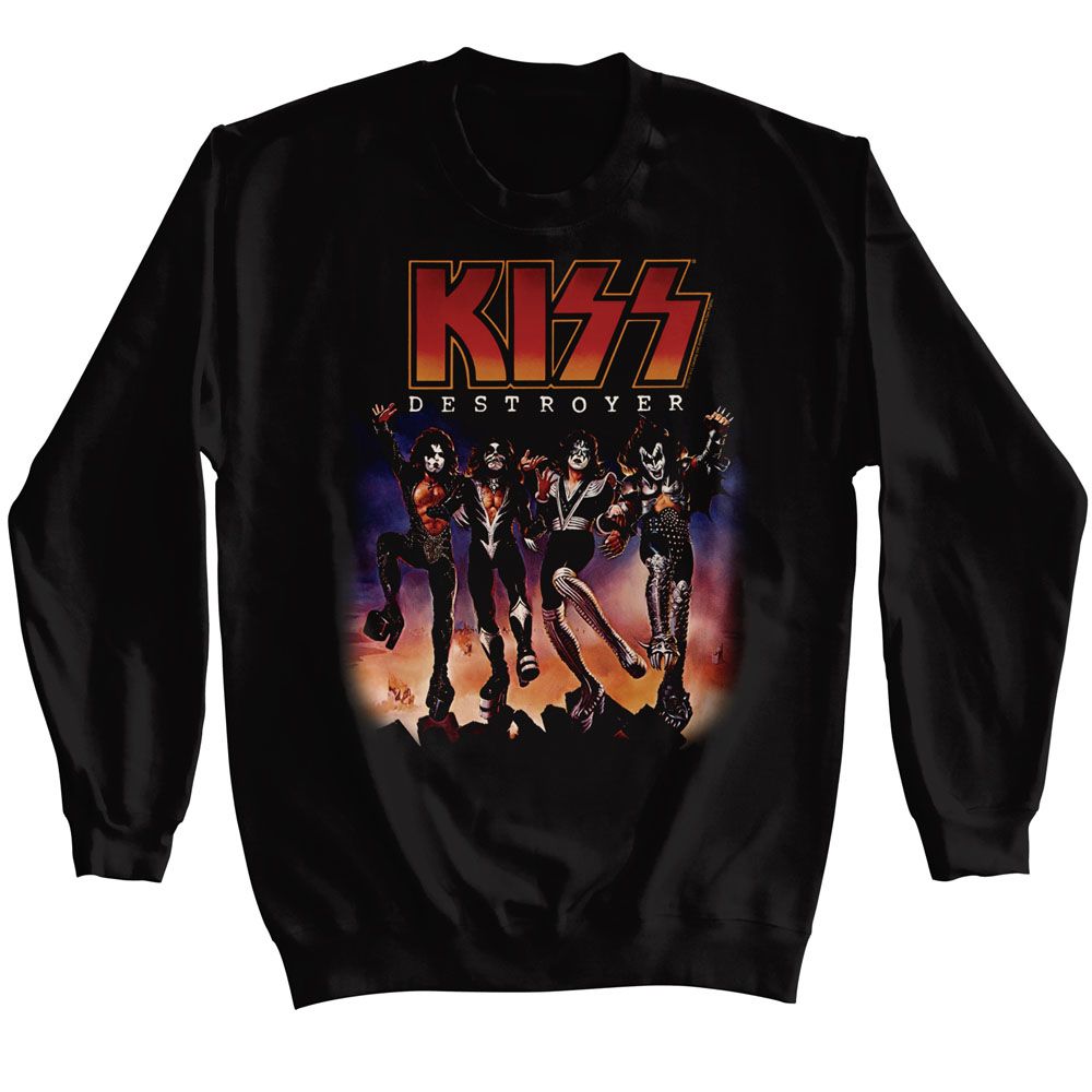 Black KISS sweatshirt featuring KISS Destroyer album art design