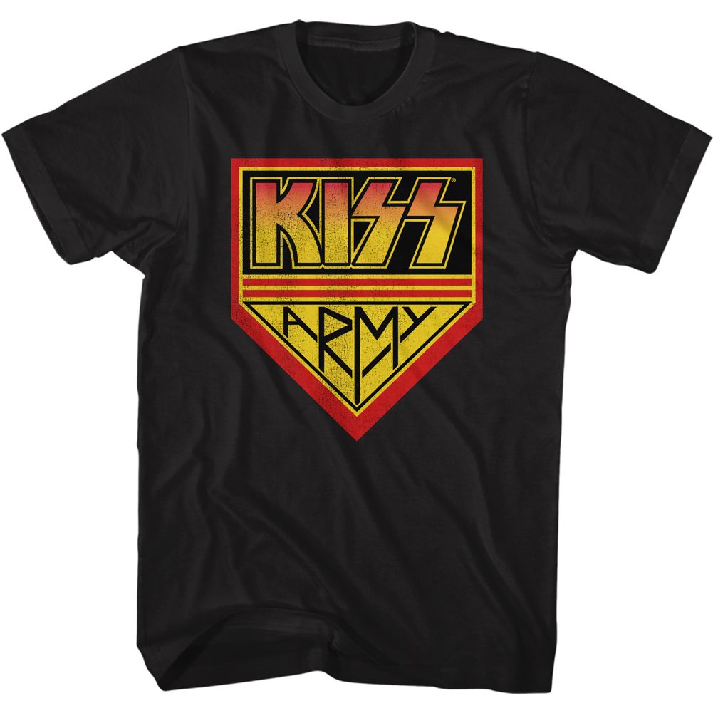 Black KISS t-shirt featuring KISS Army design