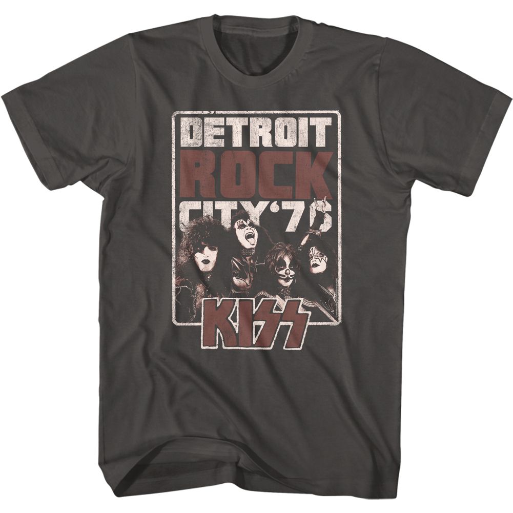 Smoke gray KISS t-shirt featuring KISS Detroit Rock City design