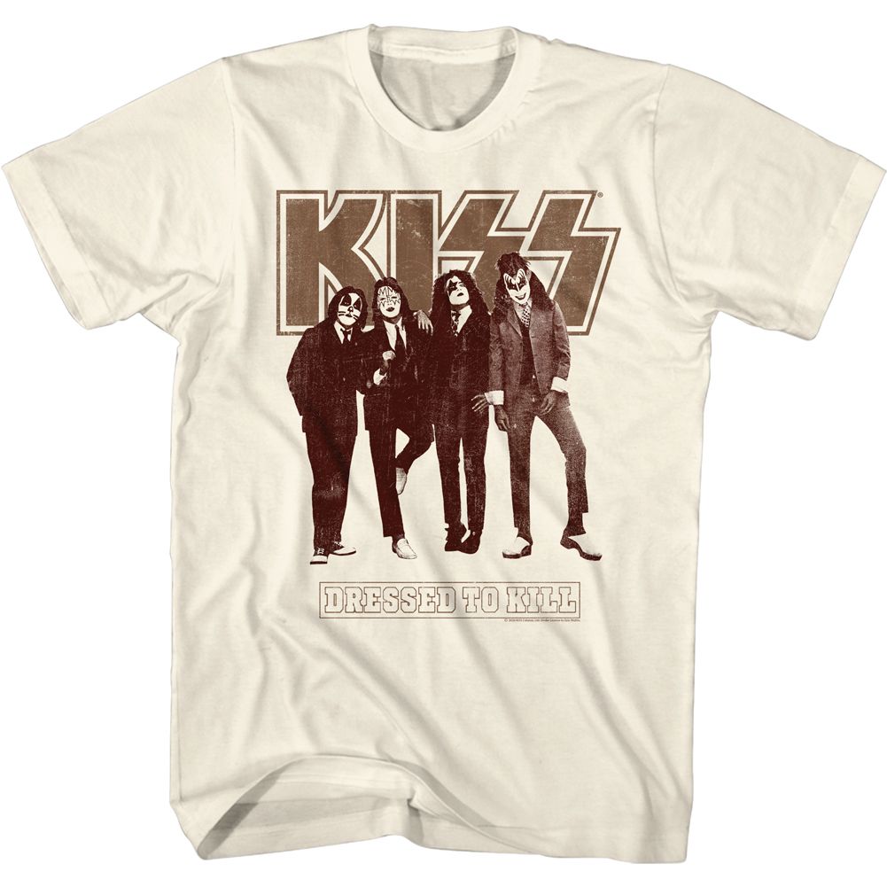Natural KISS t-shirt featuring KISS Dressed To Kill 1975 album design