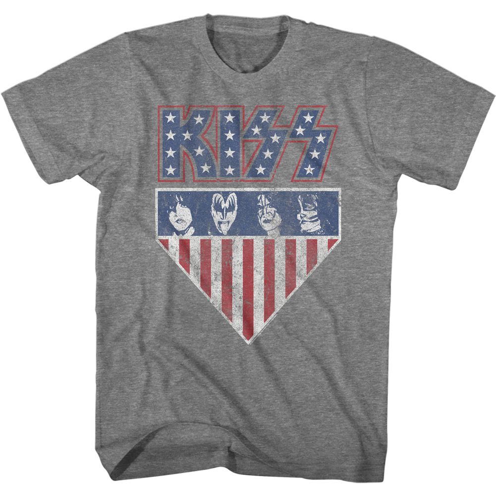 Graphite heather KISS t-shirt featuring KISS 1776 design