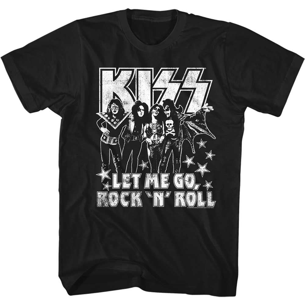 Black KISS t-shirt featuring KISS Let Me Go design