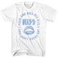 White KISS t-shirt featuring KISS Rock And Roll All Nite design