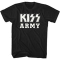 Black KISS t-shirt featuring KISS BW KISS Army design