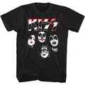 Black KISS t-shirt featuring KISS Logo Faces design