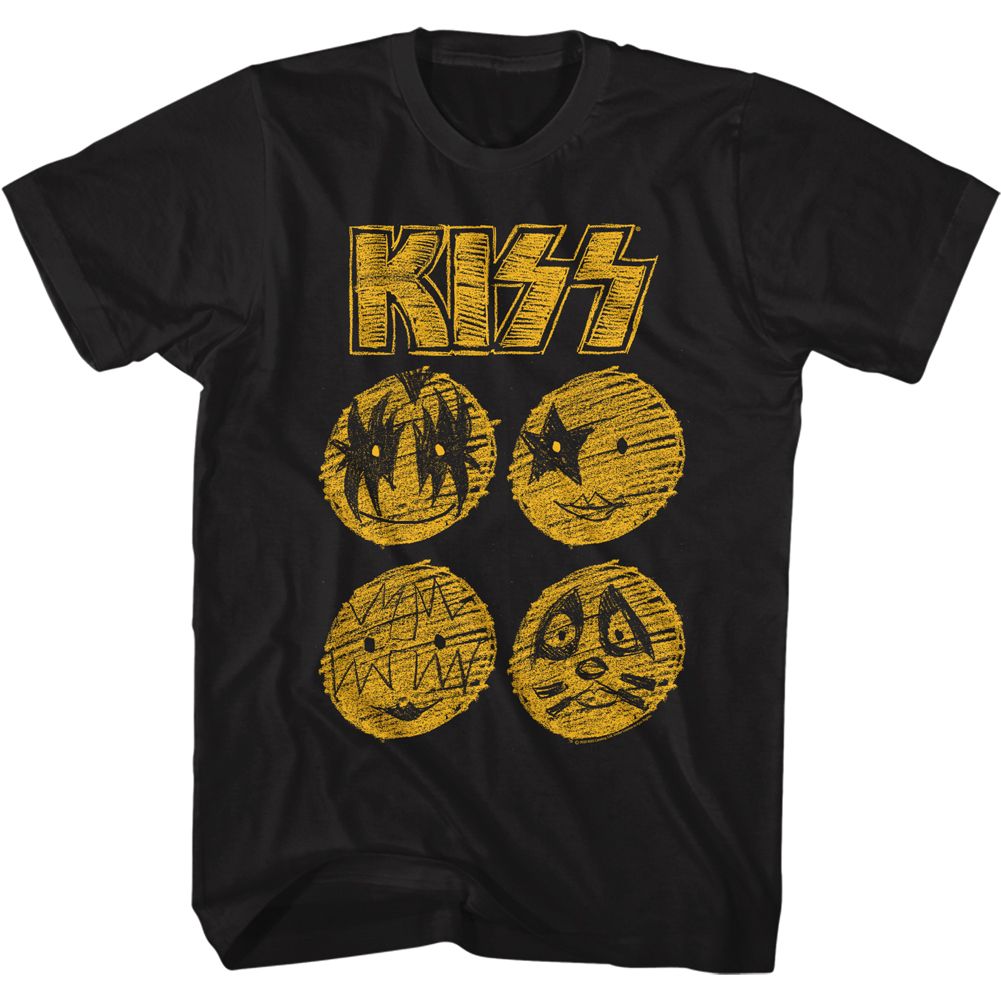 Black KISS t-shirt featuring KISS Band Sketch design