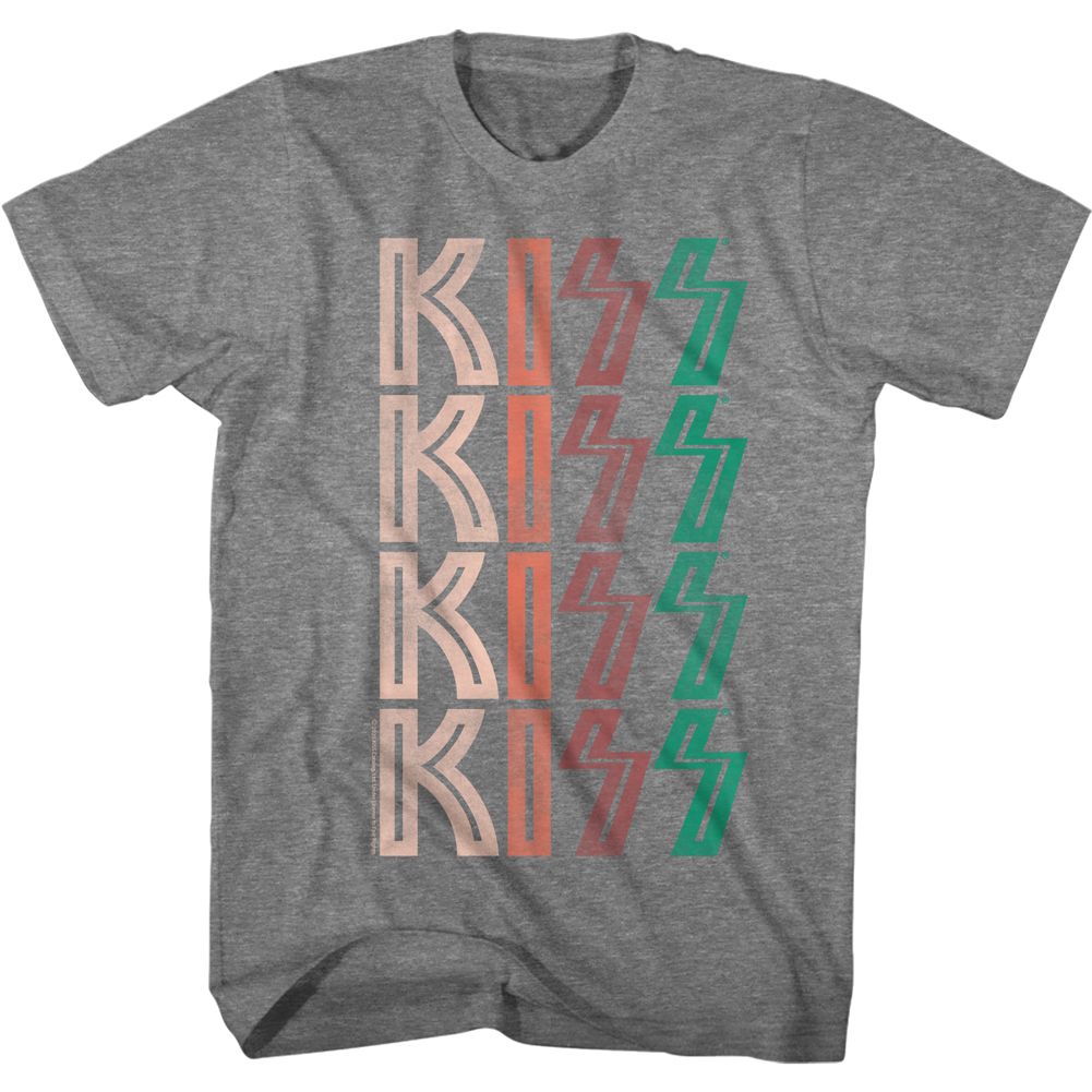Graphite heather KISS t-shirt featuring KISS Washed Out Logo design