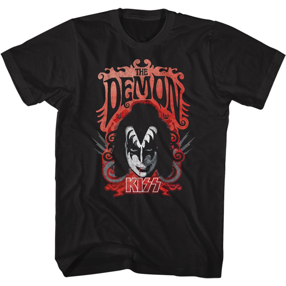 Black KISS t-shirt featuring KISS The Demon Gene Simmons design