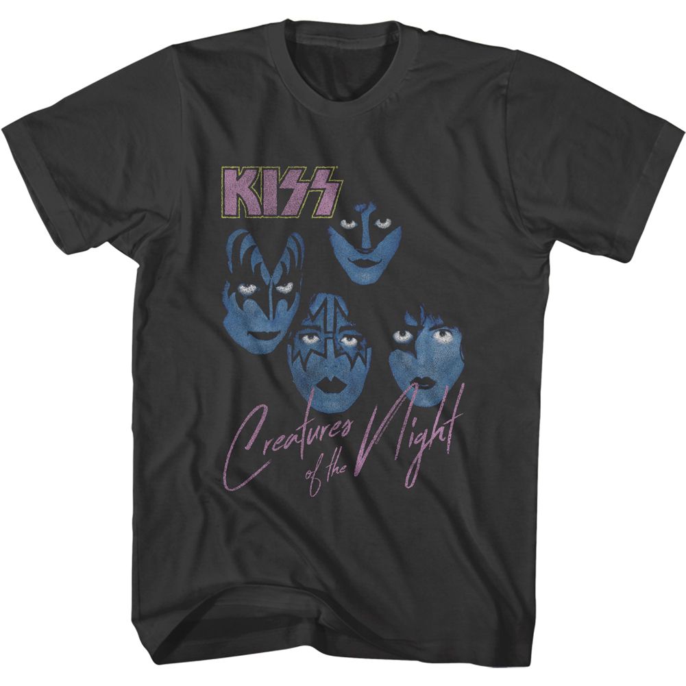 Smoke gray KISS t-shirt featuring KISS Creatures Of The Night 1982 album design