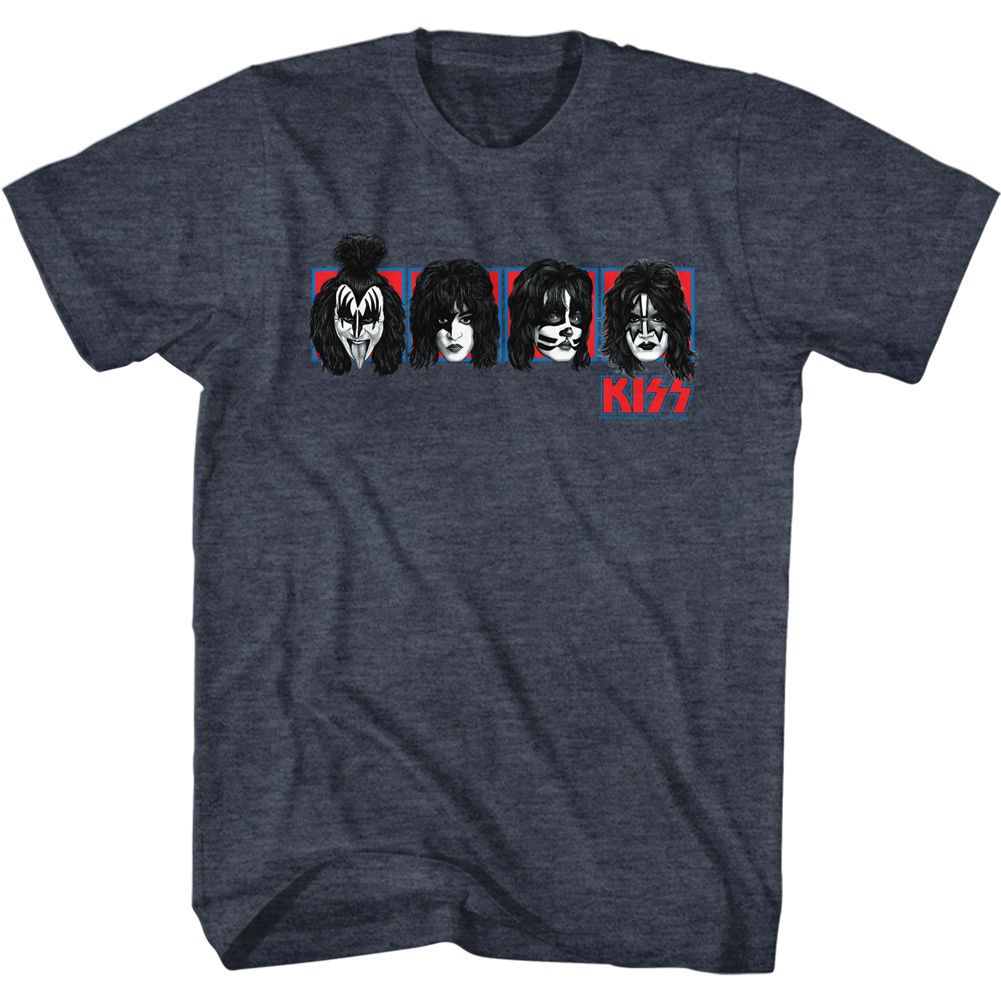 Navy heather KISS t-shirt featuring KISS Squares design