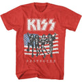 Red heather KISS t-shirt featuring KISS American Flag design