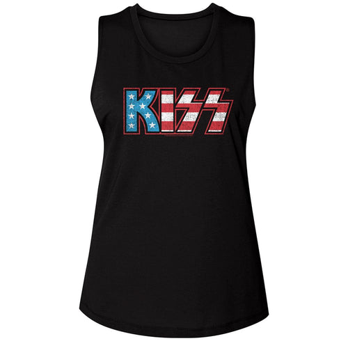 KISS Ladies Muscle Tank - Flag KISS
