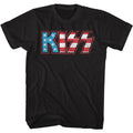 Black KISS t-shirt featuring KISS Flag design