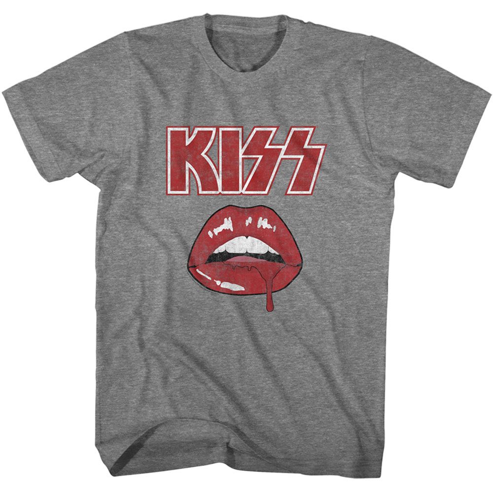 Graphite heather KISS t-shirt featuring KISS Drip design