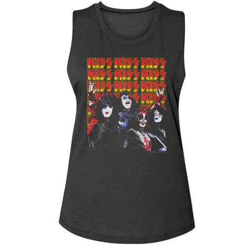 KISS Ladies Muscle Tank - Lots Of Logos