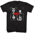 Black KISS t-shirt featuring KISS Four Squares design