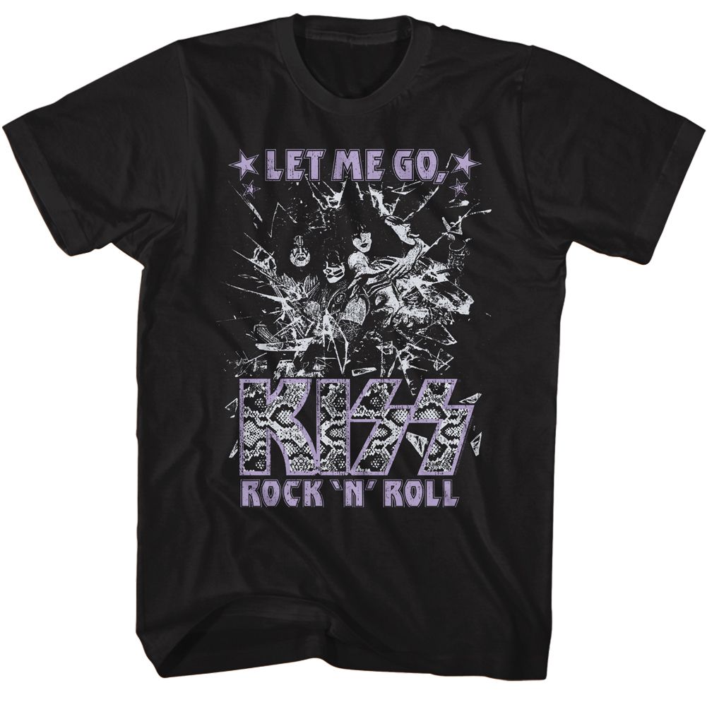 Black KISS t-shirt featuring KISS Glass Breaking design