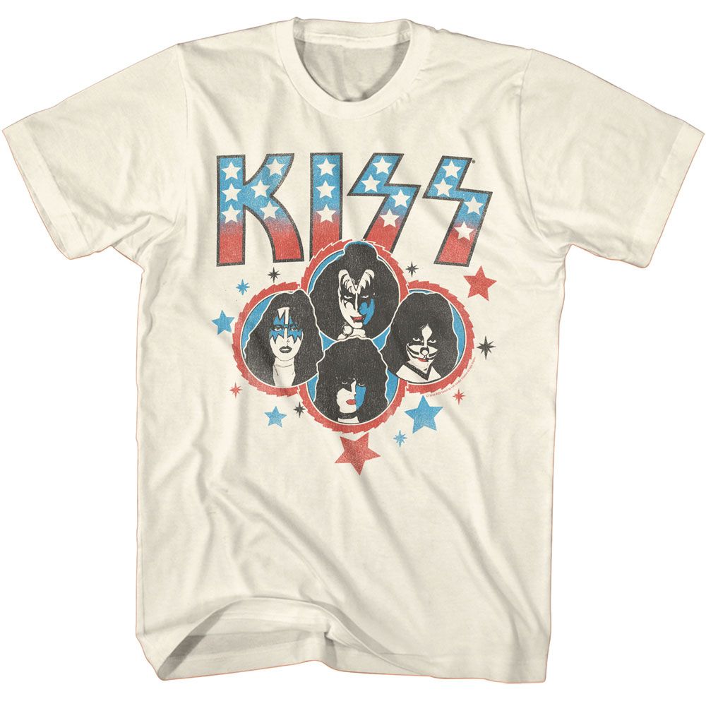 Natural KISS t-shirt featuring KISS Americana Stars design