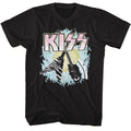 Black KISS t-shirt featuring KISS Two Guitars design
