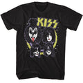 Black KISS t-shirt featuring KISS Spike Circles design