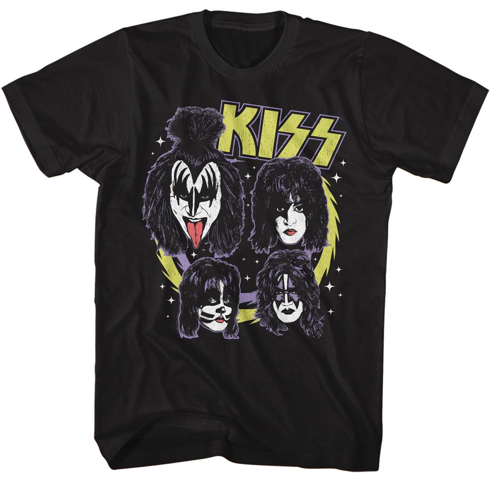 Black KISS t-shirt featuring KISS Spike Circles design