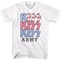 White KISS t-shirt featuring KISS Patriotic Logo design