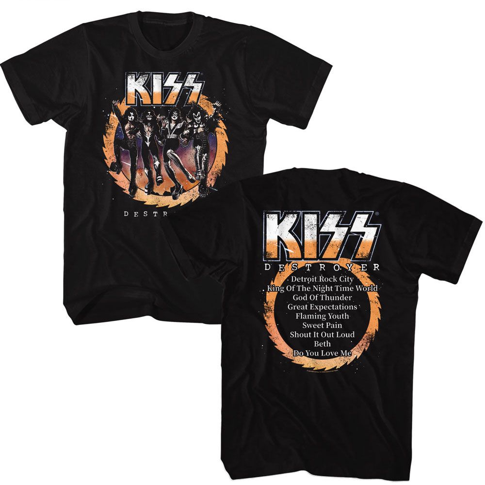 Black KISS t-shirt featuring KISS Destroyer Album design