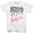 White KISS t-shirt featuring KISS Animalize 1984 album design