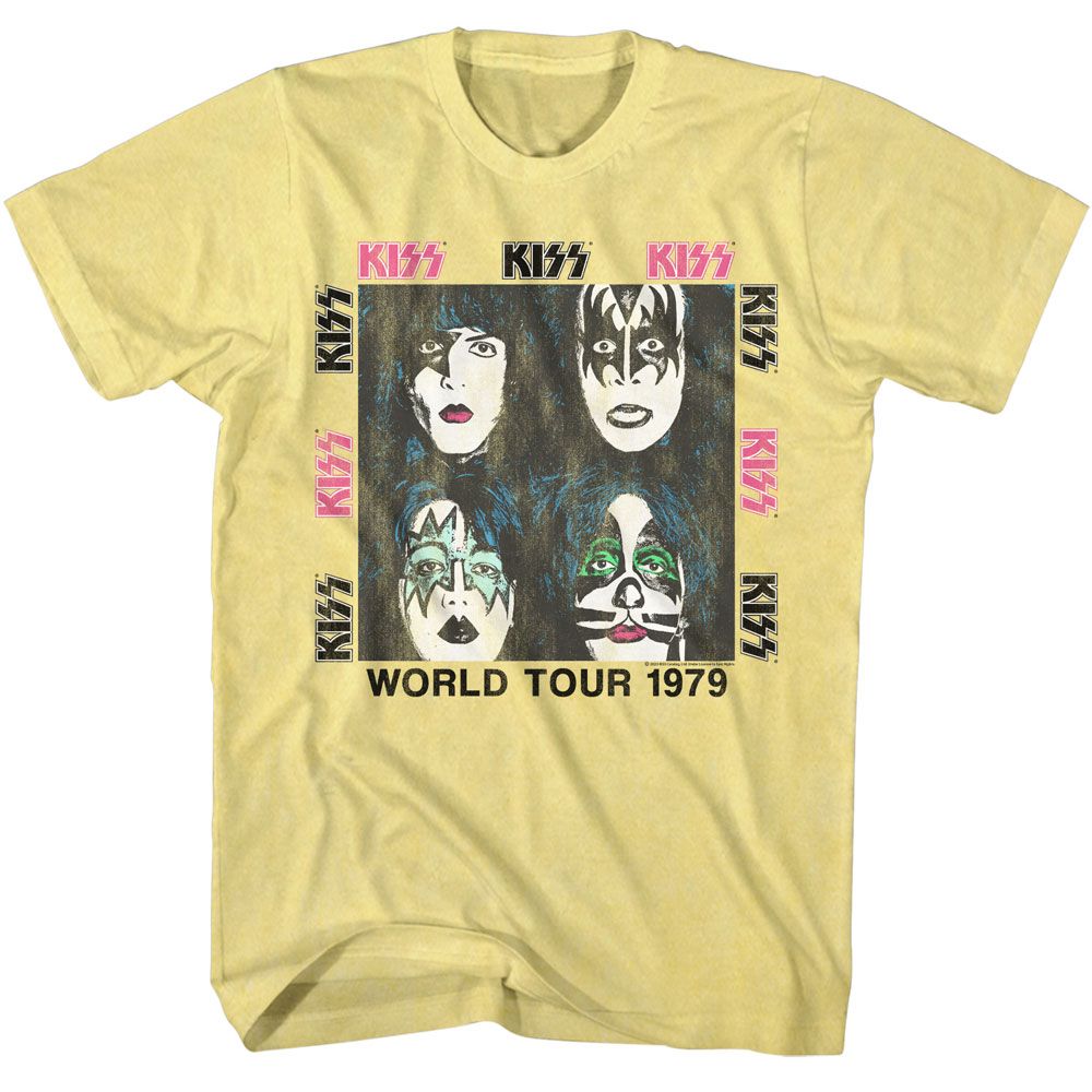 Yellow heather KISS t-shirt featuring KISS Dynasty 1979 design