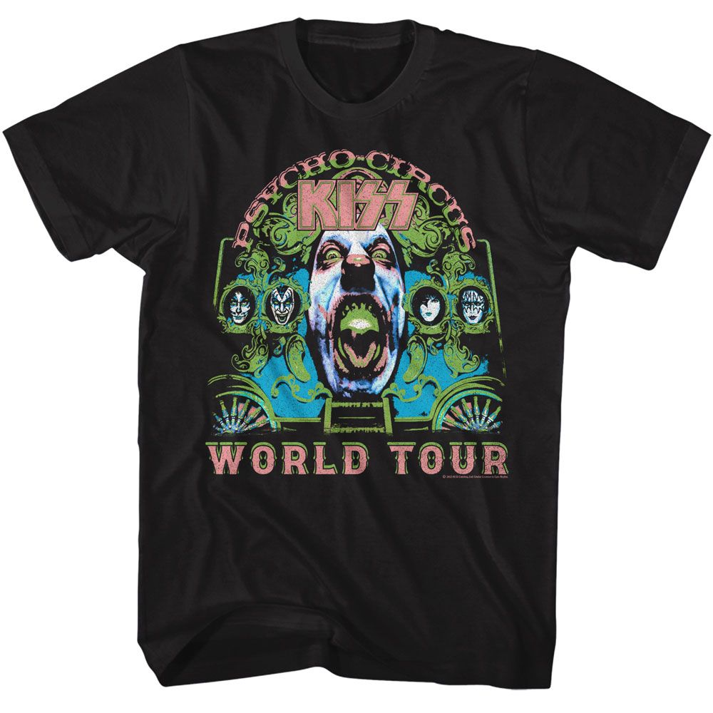 Black KISS t-shirt featuring KISS Psycho Circus 1998 album design