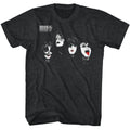 Black heather KISS t-shirt featuring KISS Heads design