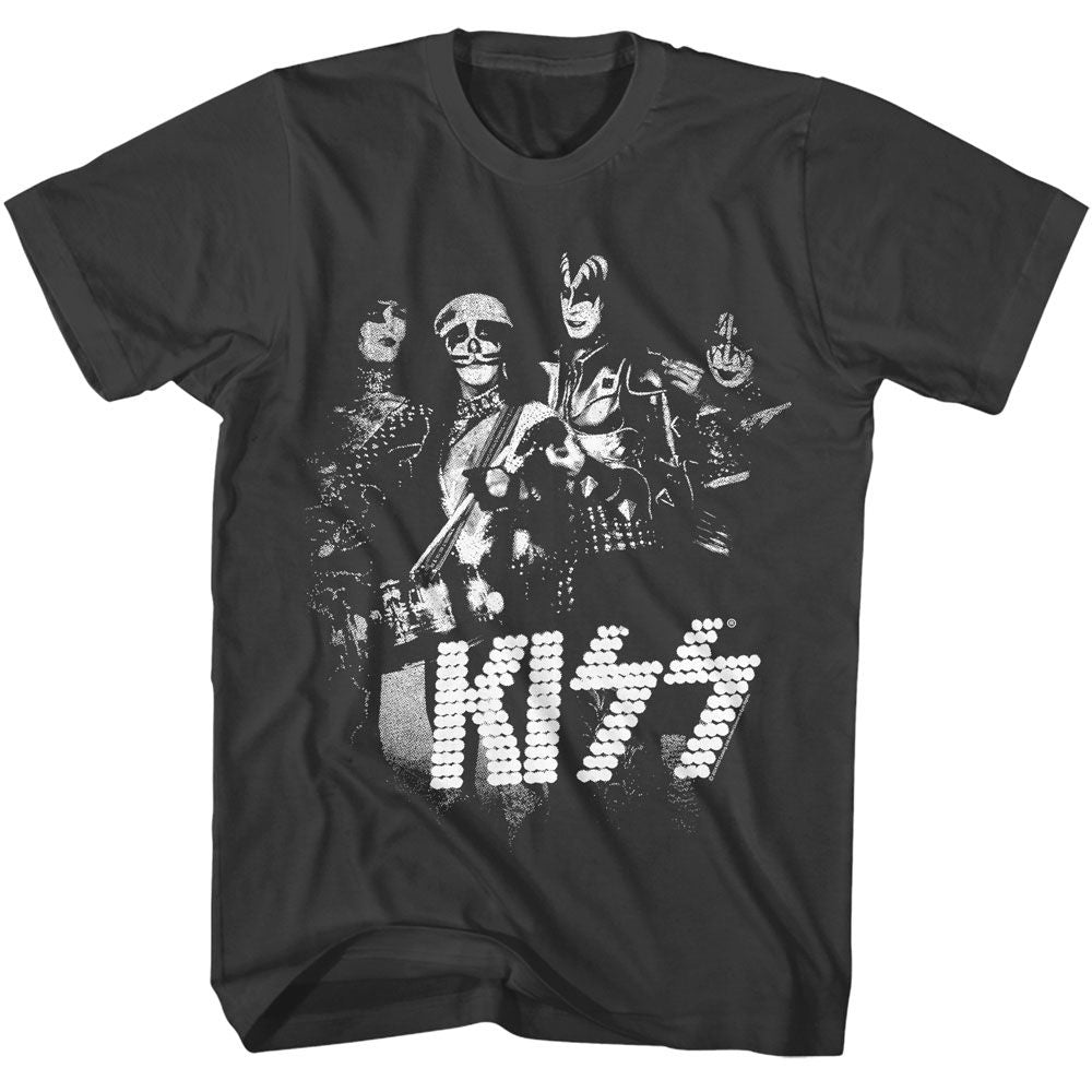 Smoke gray KISS t-shirt featuring KISS Lights design