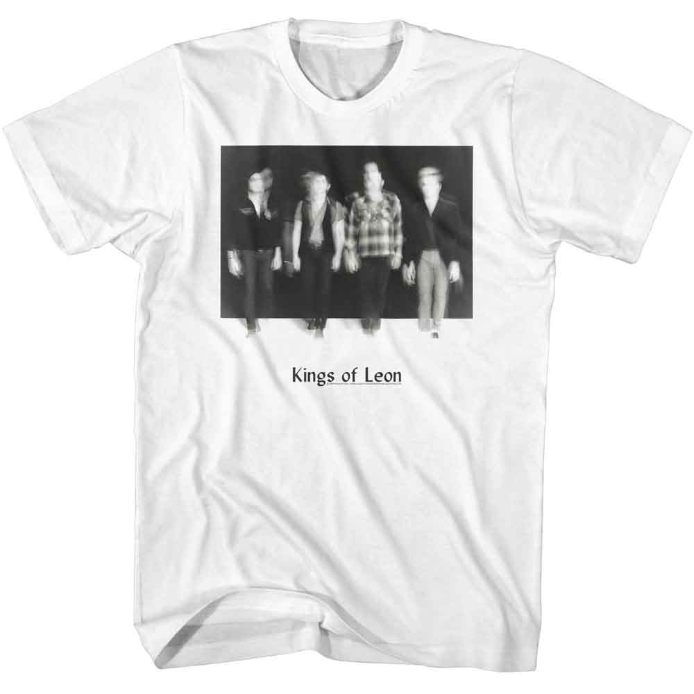 White Kings of Leon t-shirt featuring Kings of Leon Blurry Band design