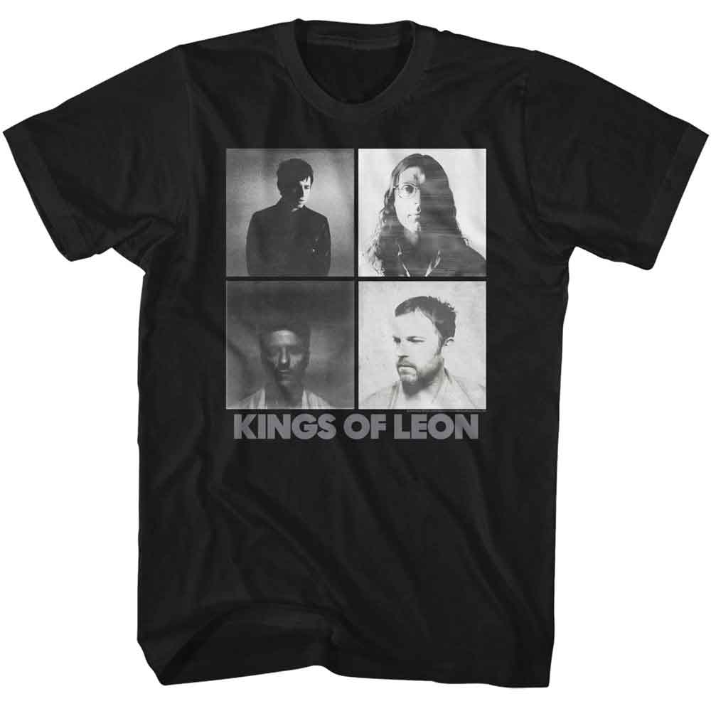 Black Kings of Leon t-shirt featuring Kings of Leon Foggy Squares design