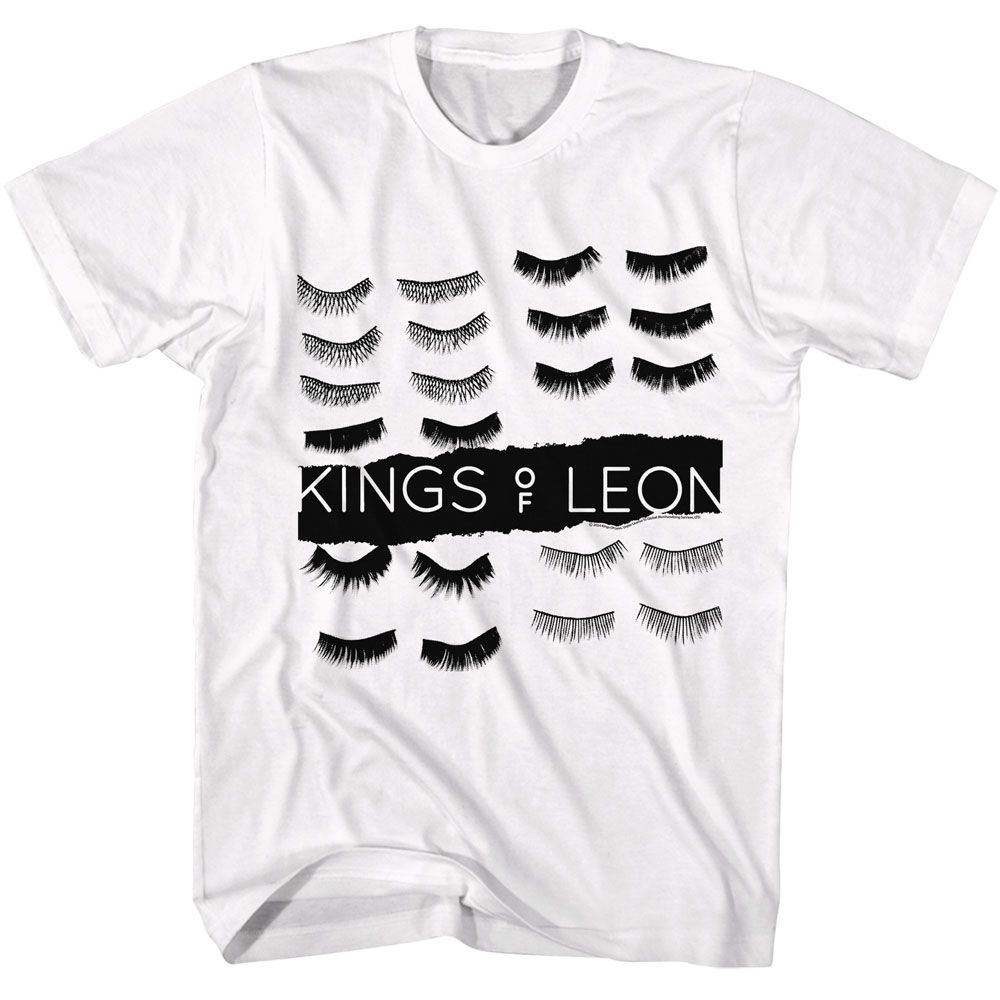 White Kings of Leon t-shirt featuring Kings of Leon Eye Lashes design