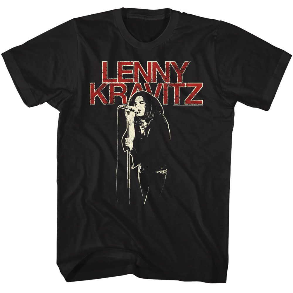 Black Lenny Kravitz t-shirt featuring Lenny Kravitz Distress Text design