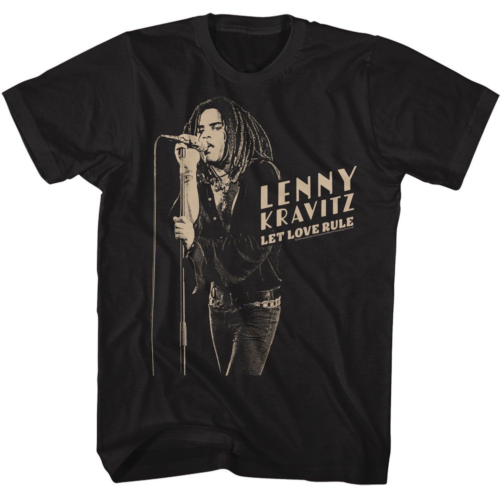Black Lenny Kravitz t-shirt featuring Lenny Kravitz Stark Microphone design