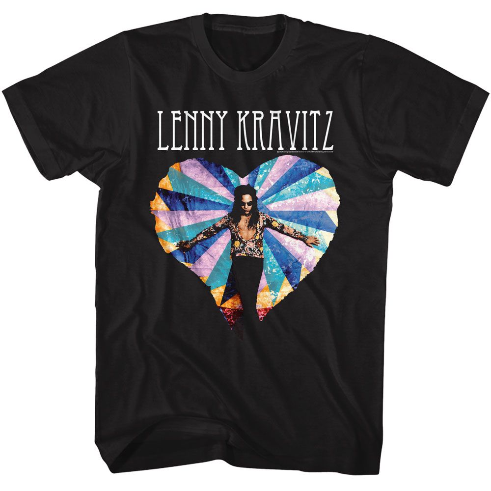Black Lenny Kravitz t-shirt featuring Lenny Kravitz Multicolor Heart design