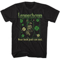 Black Leprechaun t-shirt featuring Leprechaun Luck Just Ran Out design