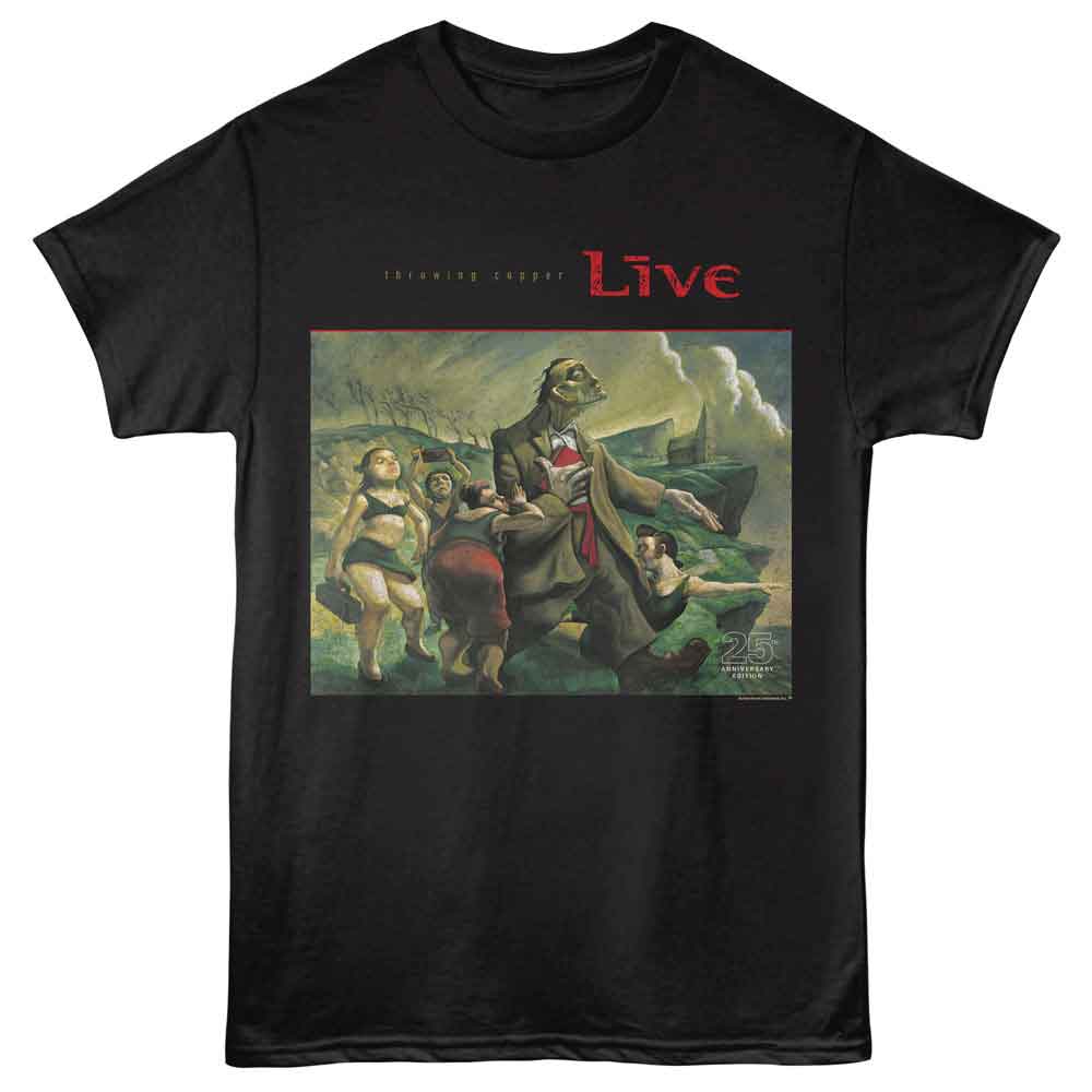 Black Live band t-shirt featuring Live Throwing Copper album design
