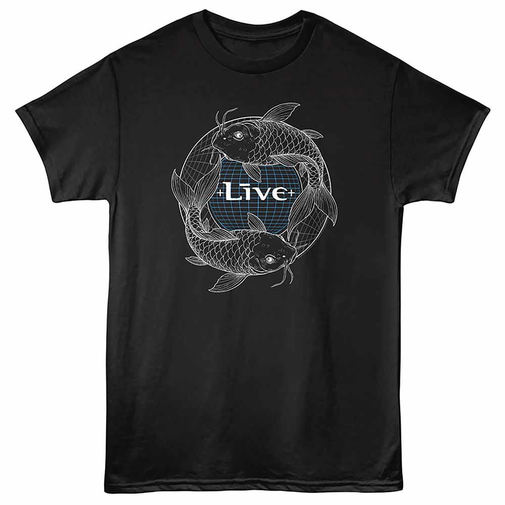 Black Live t-shirt featuring a Koi Black and White design