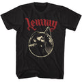 Black Lemmy t-shirt featuring Lemmy Singing In Mic Circle design