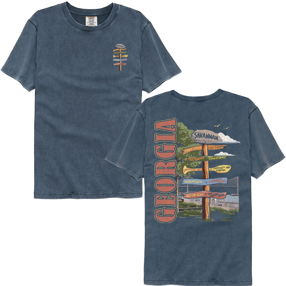 Lantern Press Comfort Colors T-Shirt - Savannah Ga Sign