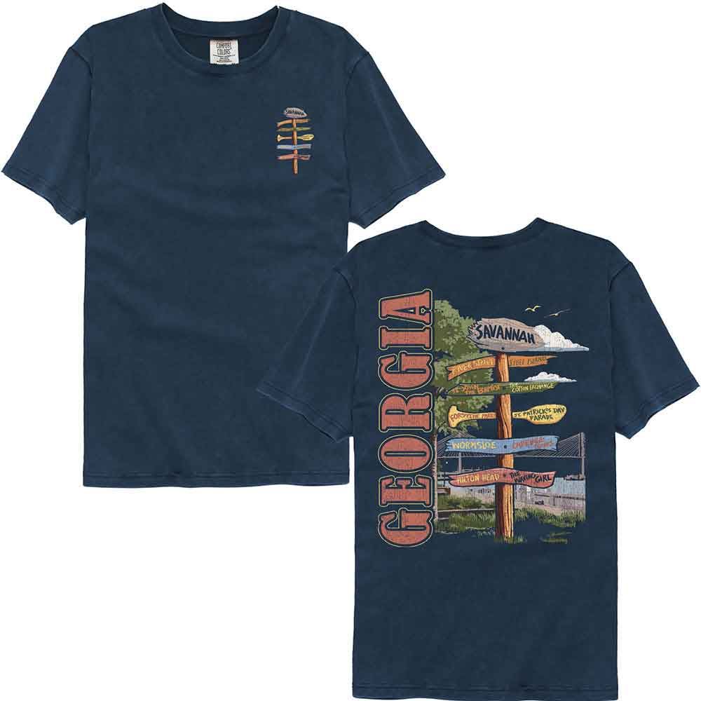 Lantern Press Comfort Colors T-Shirt - Savannah Ga Sign