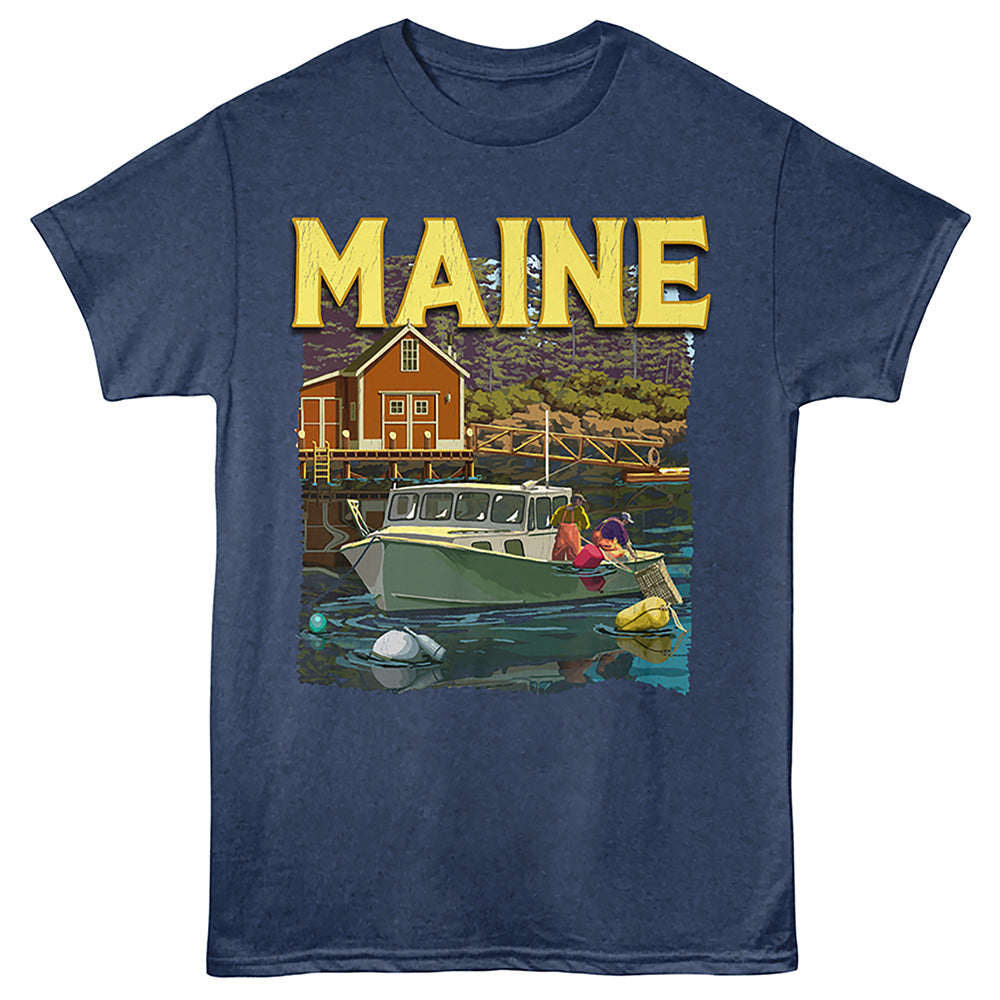 Lantern Press T-Shirt - Maine Lobster Boat