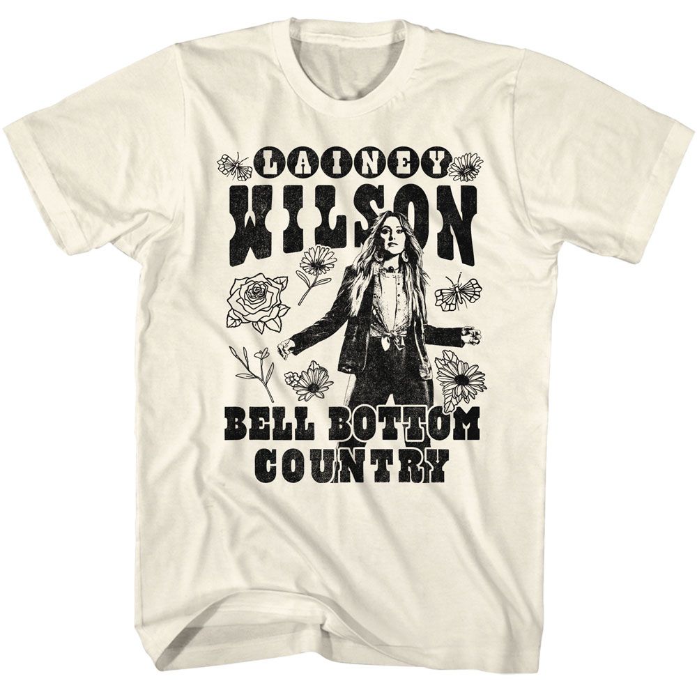 Natural Lainey Wilson t-shirt featuring Lainey Wilson Black And White Floral Bellbottom design